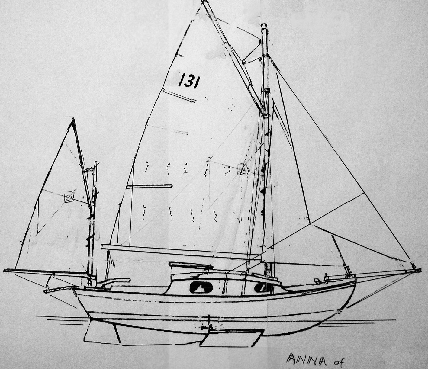 yawl rigged sailboat
